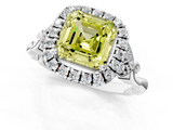 White gold Fancy Yellow Asscher  Halo Diamond Engagement Ring with Vintage-Inspired Band and Four-Prong Setting_4
