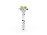 White gold Fancy Yellow Asscher  Halo Diamond Engagement Ring with Vintage-Inspired Band and Four-Prong Setting_5