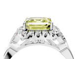 White gold Fancy Yellow Asscher  Halo Diamond Engagement Ring with Vintage-Inspired Band and Four-Prong Setting_7