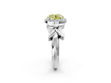 White gold Fancy Yellow Asscher  Halo Diamond Floral Band with Four-Prong Setting_37
