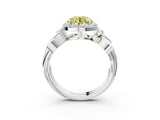 White gold Fancy Yellow Asscher  Halo Diamond Floral Band with Four-Prong Setting_38