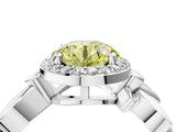 White gold Fancy Yellow Asscher  Halo Diamond Floral Band with Four-Prong Setting_39