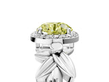 White gold Fancy Yellow Asscher  Halo Diamond Floral Band with Four-Prong Setting_40
