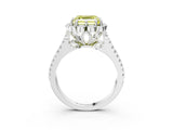 White gold Fancy Yellow Asscher  Halo Diamond Floral Split Shank Engagement Ring 4