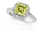 White gold Fancy Yellow Asscher  Halo Diamond Pavé Solitaire Ring_70
