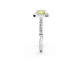 White gold Fancy Yellow Asscher  Halo Diamond Pavé Solitaire Ring_71