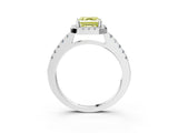White gold Fancy Yellow Asscher  Halo Diamond Pavé Solitaire Ring_72