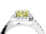 White gold Fancy Yellow Asscher  Halo Diamond Pavé Solitaire Ring_73