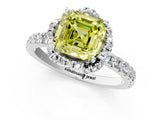 White gold Fancy Yellow Asscher  Halo Diamond Pave Band Ring with Four-Prong Setting_16