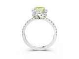 White gold Fancy Yellow Asscher  Halo Diamond Pave Band Ring with Four-Prong Setting_18