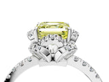White gold Fancy Yellow Asscher  Halo Diamond Pave Band Ring with Four-Prong Setting_19