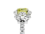 White gold Fancy Yellow Asscher  Halo Diamond Pave Band Ring with Four-Prong Setting_20