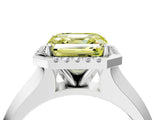 White gold Fancy Yellow Asscher  Halo Diamond Ring with Cathedral Band and Four-Prong Setting_50