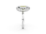 White gold Fancy Yellow Asscher  Halo Diamond Ring with Milgrain Edge and Round Prong Setting_91