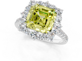 White gold Fancy Yellow Asscher  Halo Diamond Ring with Pavé Band and Prong Setting_18