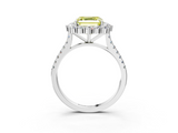White gold Fancy Yellow Asscher  Halo Diamond Ring with Pavé Band and Prong Setting_20