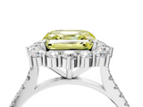 White gold Fancy Yellow Asscher  Halo Diamond Ring with Pavé Band and Prong Setting_21