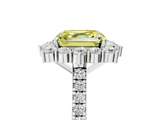 White gold Fancy Yellow Asscher  Halo Diamond Ring with Pavé Band and Prong Setting_22