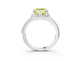 White gold Fancy Yellow Asscher  Halo Diamond Ring with Round Cluster Setting, Solitaire Band, and Four-Prong Setting_32