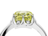 White gold Fancy Yellow Asscher  Halo Diamond Ring with Round Cluster Setting, Solitaire Band, and Four-Prong Setting_33