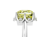 White gold Fancy Yellow Asscher  Halo Diamond Ring with Round Cluster Setting, Solitaire Band, and Four-Prong Setting_34