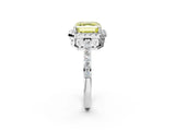 White gold Fancy Yellow Asscher  Halo Diamond Solitaire with Pavé Band and Four-Prong Setting_44