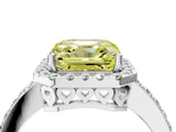 White gold Fancy Yellow Asscher  Halo Diamond Solitaire with Pavé Band and Four-Prong Setting_47