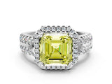 White gold Fancy Yellow Asscher  Halo Diamond Split Shank Engagement Ring with Prong Setting_93
