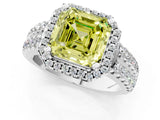 White gold Fancy Yellow Asscher  Halo Diamond Split Shank Engagement Ring with Prong Setting_94