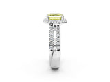 White gold Fancy Yellow Asscher  Halo Diamond Split Shank Engagement Ring with Prong Setting_95