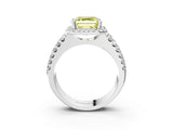 White gold Fancy Yellow Asscher  Halo Diamond Split Shank Engagement Ring with Prong Setting_96