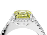 White gold Fancy Yellow Asscher  Halo Diamond Split Shank Engagement Ring with Prong Setting_97