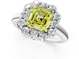White gold Fancy Yellow Asscher  Halo Milgrain Solitaire with Bezel Set Side Stones and Pave Band_33