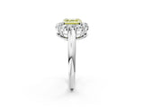 White gold Fancy Yellow Asscher  Halo Milgrain Solitaire with Bezel Set Side Stones and Pave Band_34