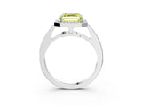 White gold Fancy Yellow Asscher  Halo Pavé Diamond Engagement Ring with Bezel Setting_15
