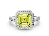White gold Fancy Yellow Asscher  Halo Pavé Diamond Engagement Ring with Bezel Setting_18