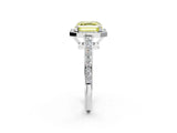 White gold Fancy Yellow Asscher  Halo Pavé Diamond Engagement Ring with Bezel Setting_20