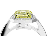 White gold Fancy Yellow Asscher  Halo Pavé Diamond Engagement Ring with Bezel Setting_22