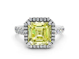 White gold Fancy Yellow Asscher  Halo Pavé Diamond Engagement Ring with Four-Prong Setting_26
