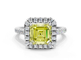 White gold Fancy Yellow Asscher  Halo Pavé Diamond Engagement Ring with Four-Prong Setting_3