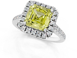 White gold Fancy Yellow Asscher  Halo Pavé Diamond Engagement Ring with Four-Prong Setting_4