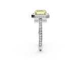 White gold Fancy Yellow Asscher  Halo Pave Band Solitaire Ring with Prong Setting_47
