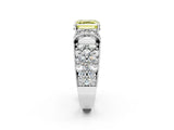 White gold Fancy Yellow Asscher  Halo Pave Diamond Engagement Ring with Milgrain Detailing_49