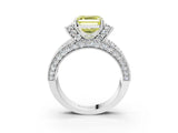 White gold Fancy Yellow Asscher  Halo Pave Diamond Engagement Ring with Milgrain Detailing_50