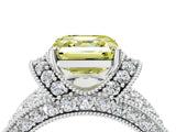 White gold Fancy Yellow Asscher  Halo Pave Diamond Engagement Ring with Milgrain Detailing_51
