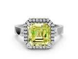 White gold Fancy Yellow Asscher  Halo Pave Split Shank Prong Setting Ring_44