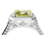 White gold Fancy Yellow Asscher  Halo Pave Split Shank Prong Setting Ring_54