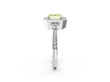 White gold Fancy Yellow Asscher  Halo Round Diamond Milgrain Pave Engagement Ring_5