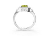 White gold Fancy Yellow Asscher  Halo Round Diamond Milgrain Pave Engagement Ring_6