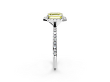 White gold Fancy Yellow Asscher  Halo Round Diamond Pavé Band Four-Prong Ring_5